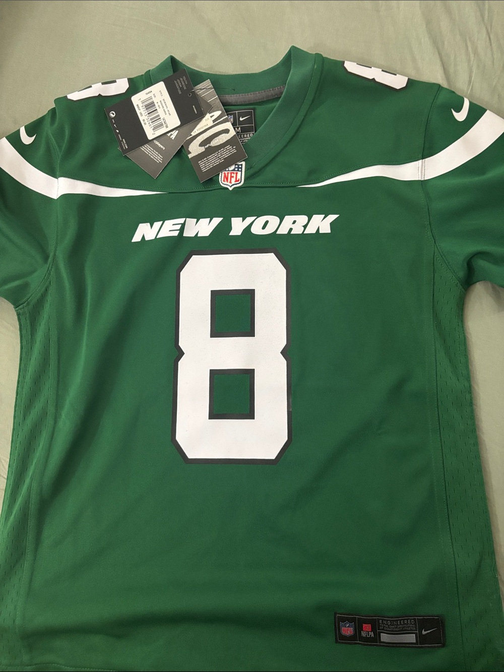 Nike Kids Green New York NFL Jersey with White #8